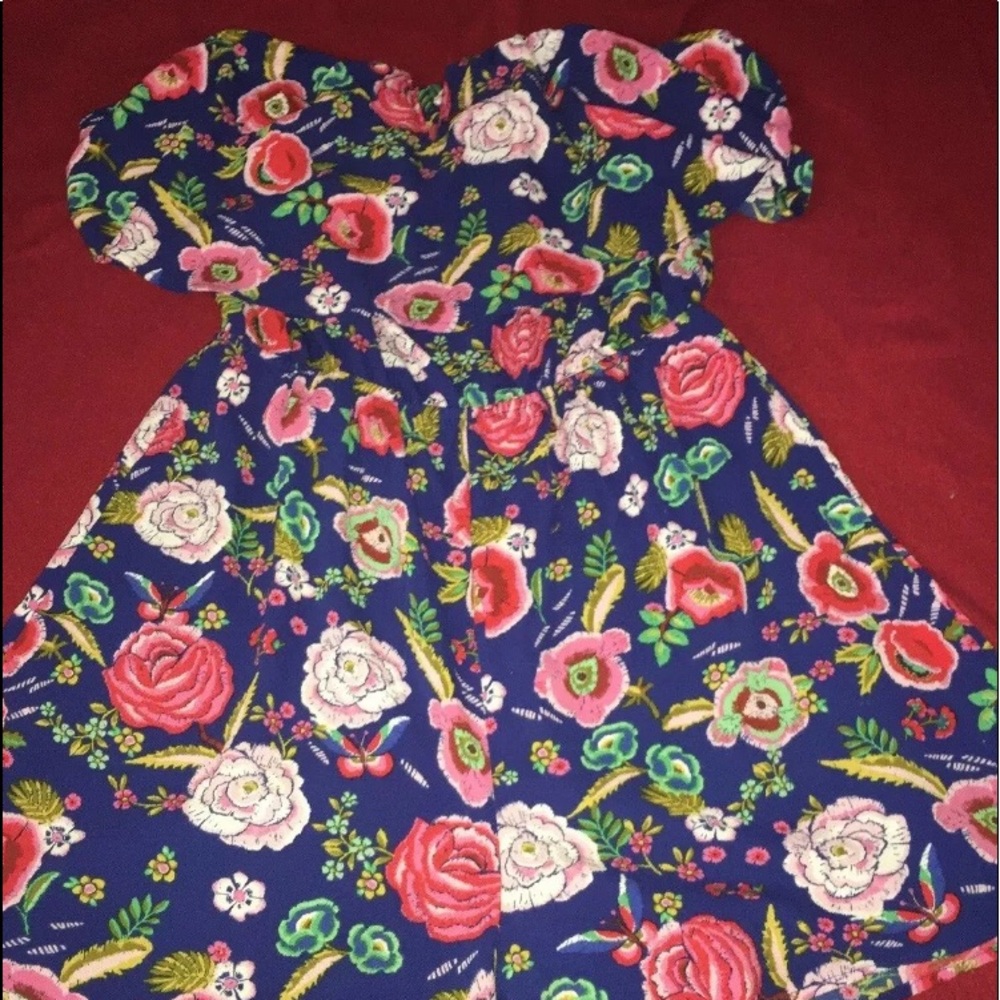 Floral Strapless RUFFLED TRIM Romper  Sz XL
